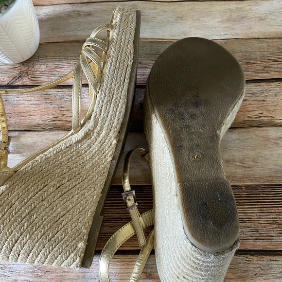 Colin Stuart Gold Metallic Wedge Sandals Size 10B - Picture 9 of 9